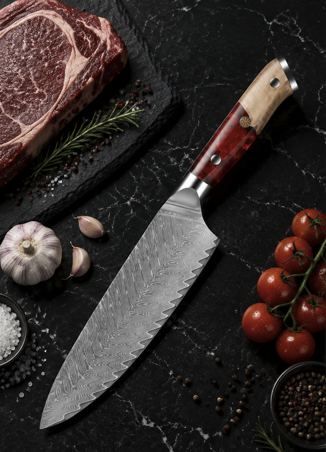 Couteau Gyuto Japonais Rouge | Collection Kensei
