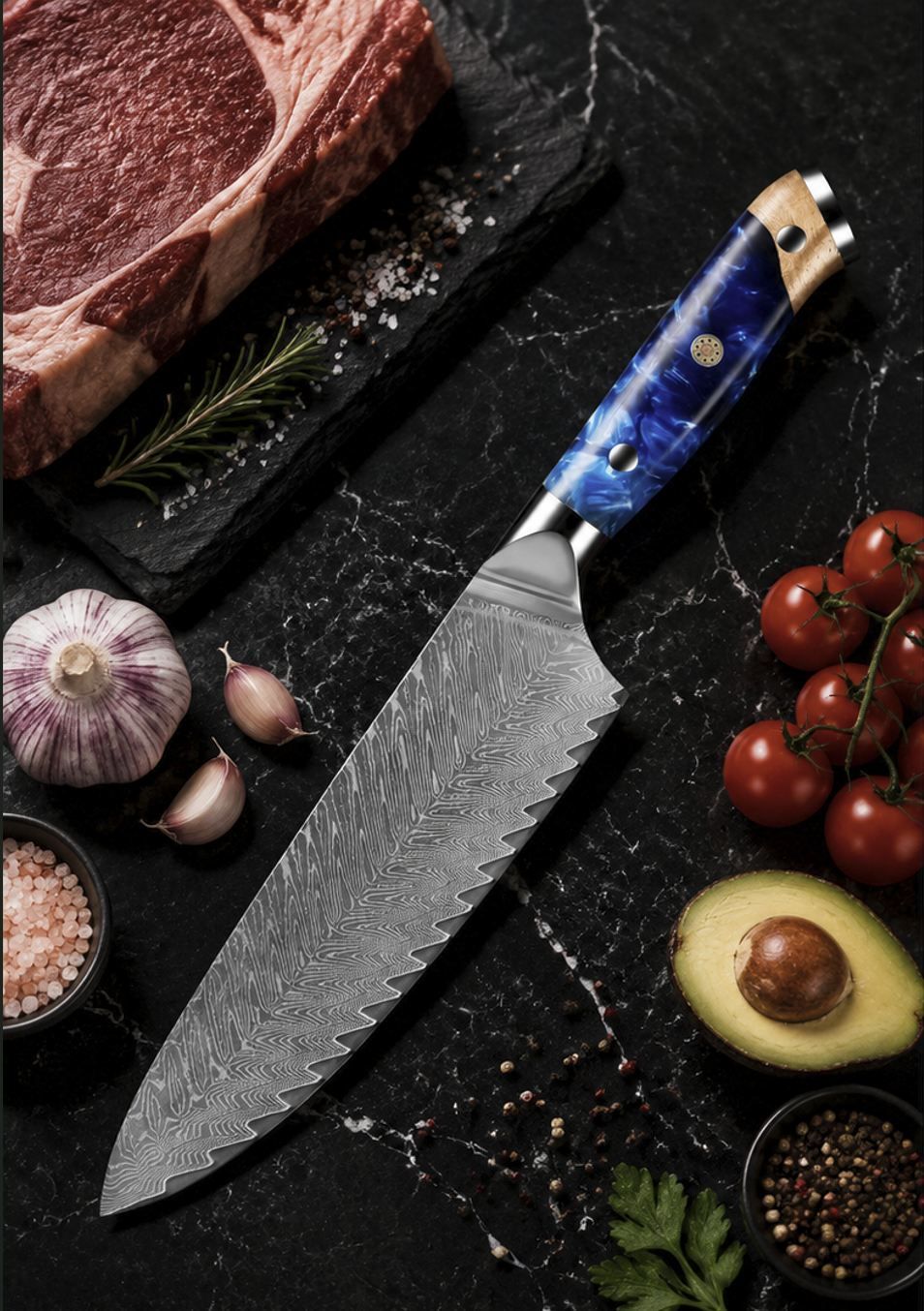 Couteau Gyuto Japonais Bleu | Collection Kensei